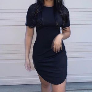 black mini t-shirt dress